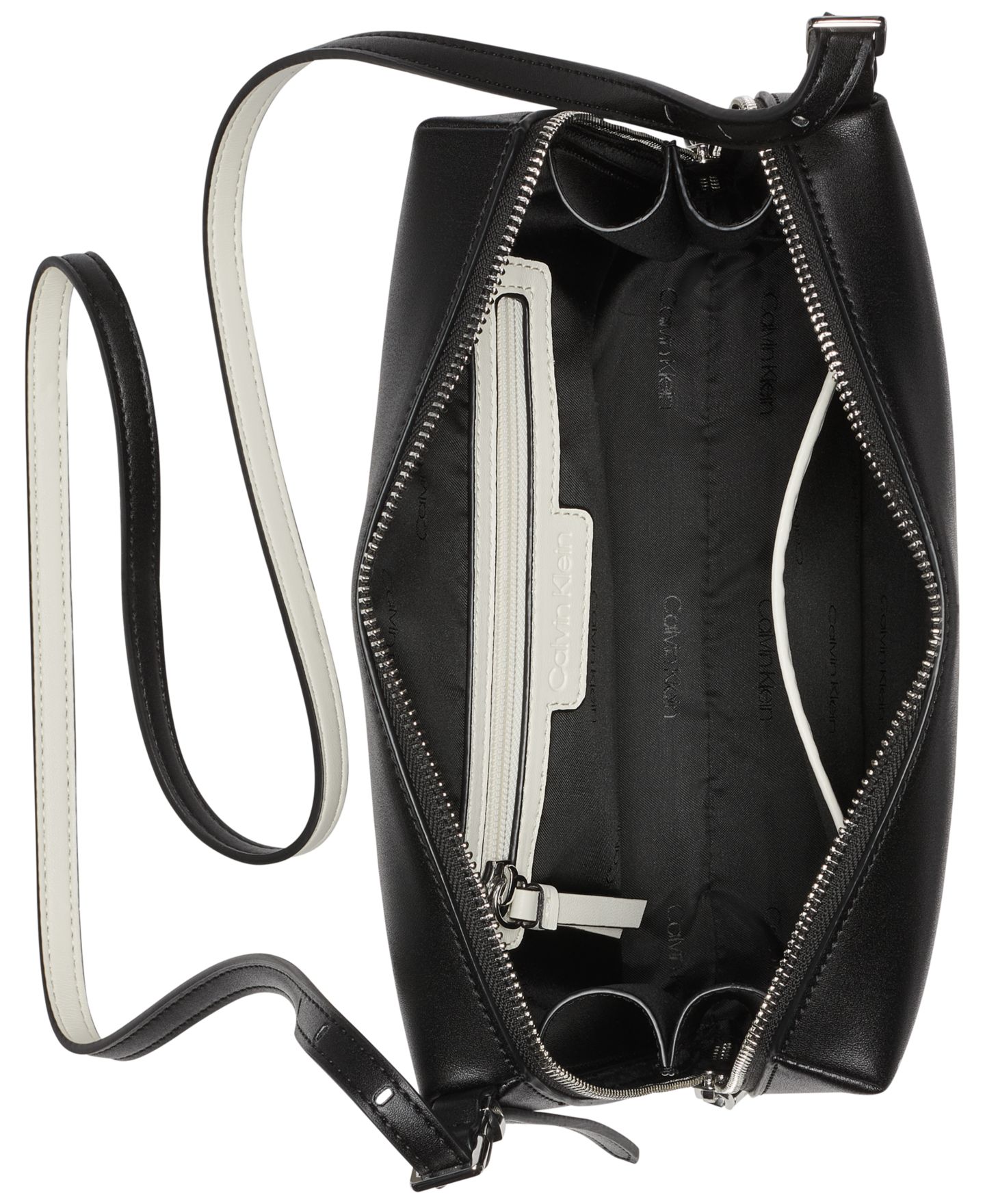 Женская сумка Calvin Klein Lowen Top Zipper Crossbody, цвет: Чёрный / Белый — фото 4