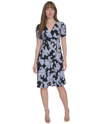 Tommy Hilfiger - Women's V-Neck Ruched-Sleeve Dress