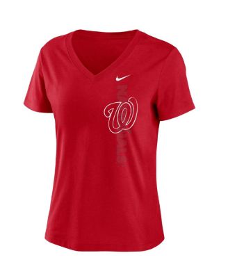 Women's Red Washington Nationals Local Team Tri-Blend V-Neck T-Shirt