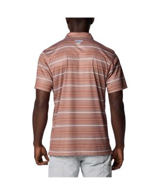 Men's Texas Orange Texas Longhorns PFG Super Terminal Tackle Omni-Shade Stripe Polo Shirt