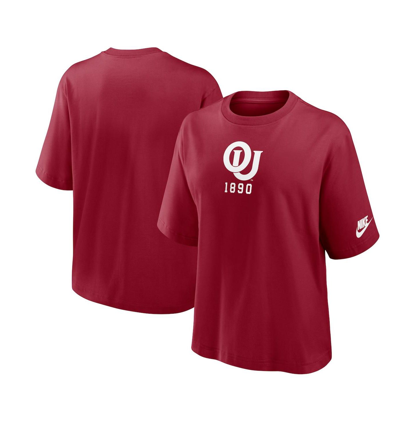Женская футболка Nike Crimson Oklahoma Sooners Boxy Legacy Established — фото 1