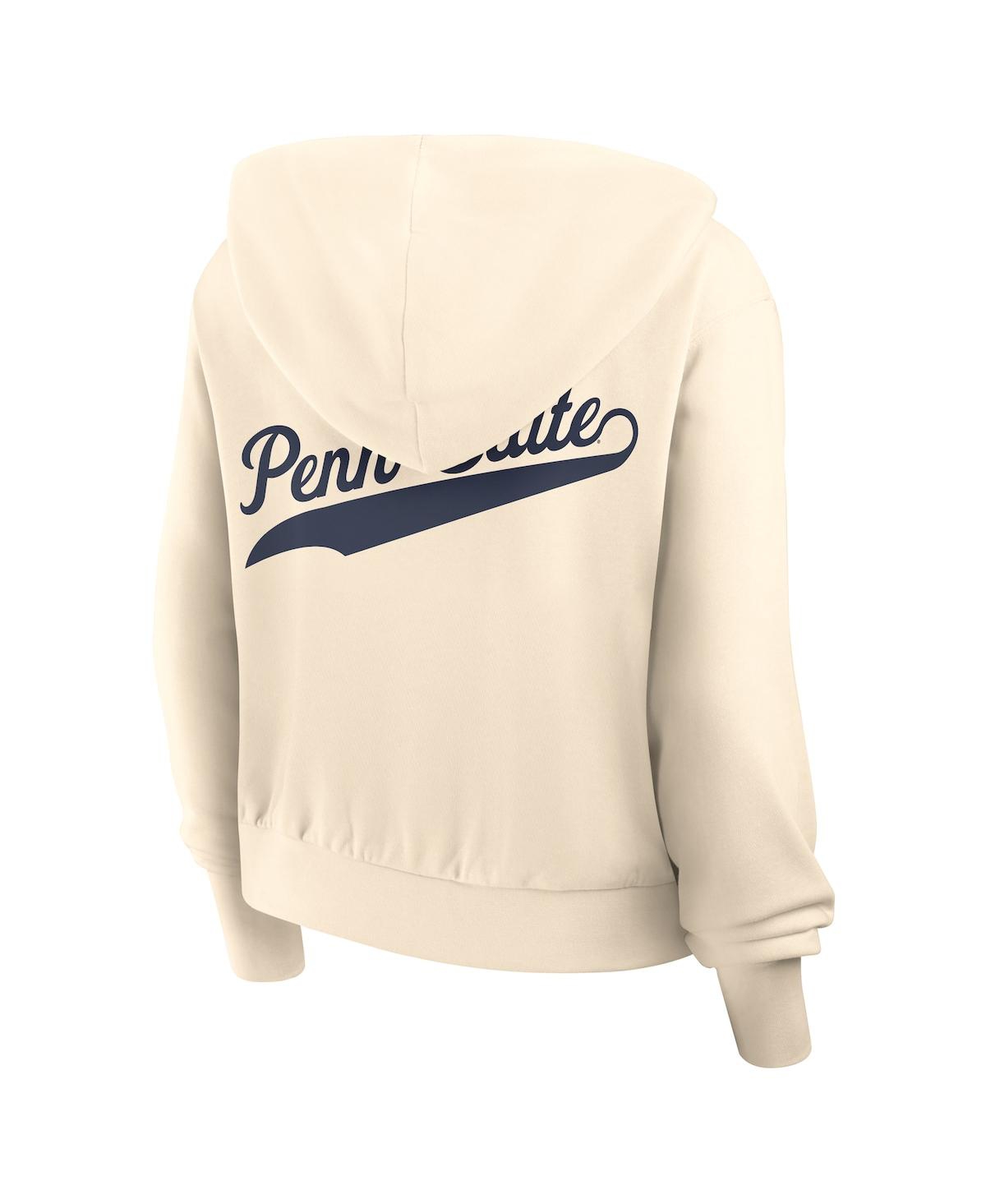 Nike Cream Penn State Nittany Lions Cropped Chill Full-zip Hoodie In Cream