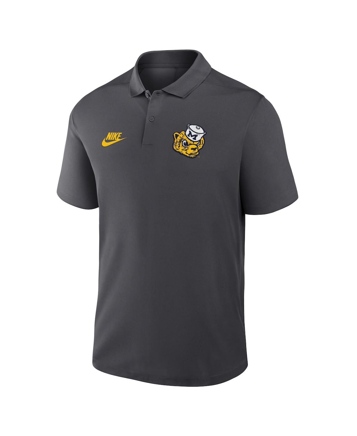 Nike Men's Anthracite Michigan Wolverines Primetime Victory Legacy Vault Logo Performance Polo Shirt In Anthracite