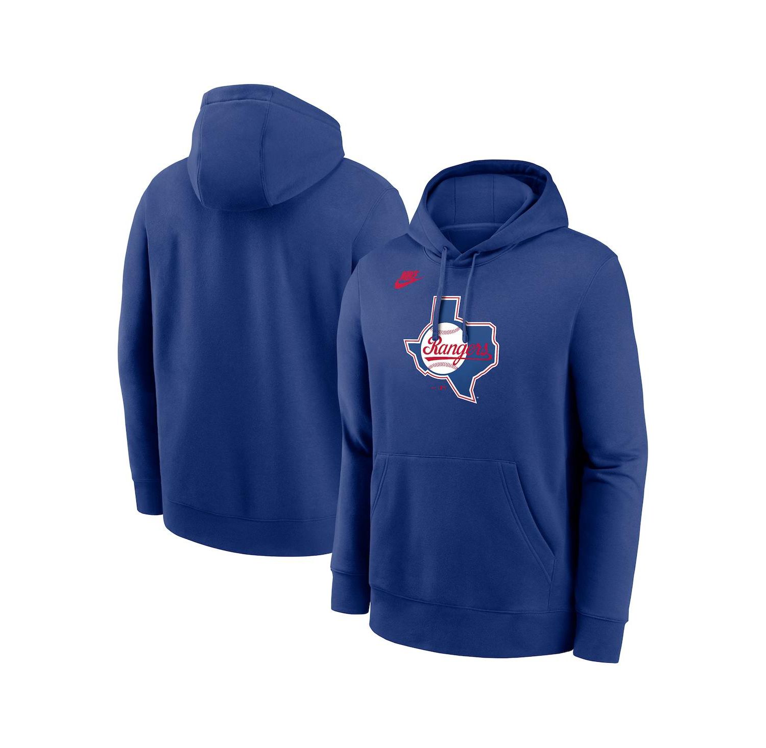 Men's Royal Texas Rangers Cooperstown Collection Logo Club Pullover Hoodie