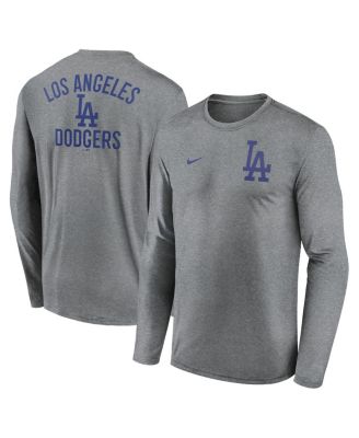 Nike - Men's Heather Charcoal Los Angeles Dodgers 2-Hit Legend Performance Long Sleeve T-Shirt