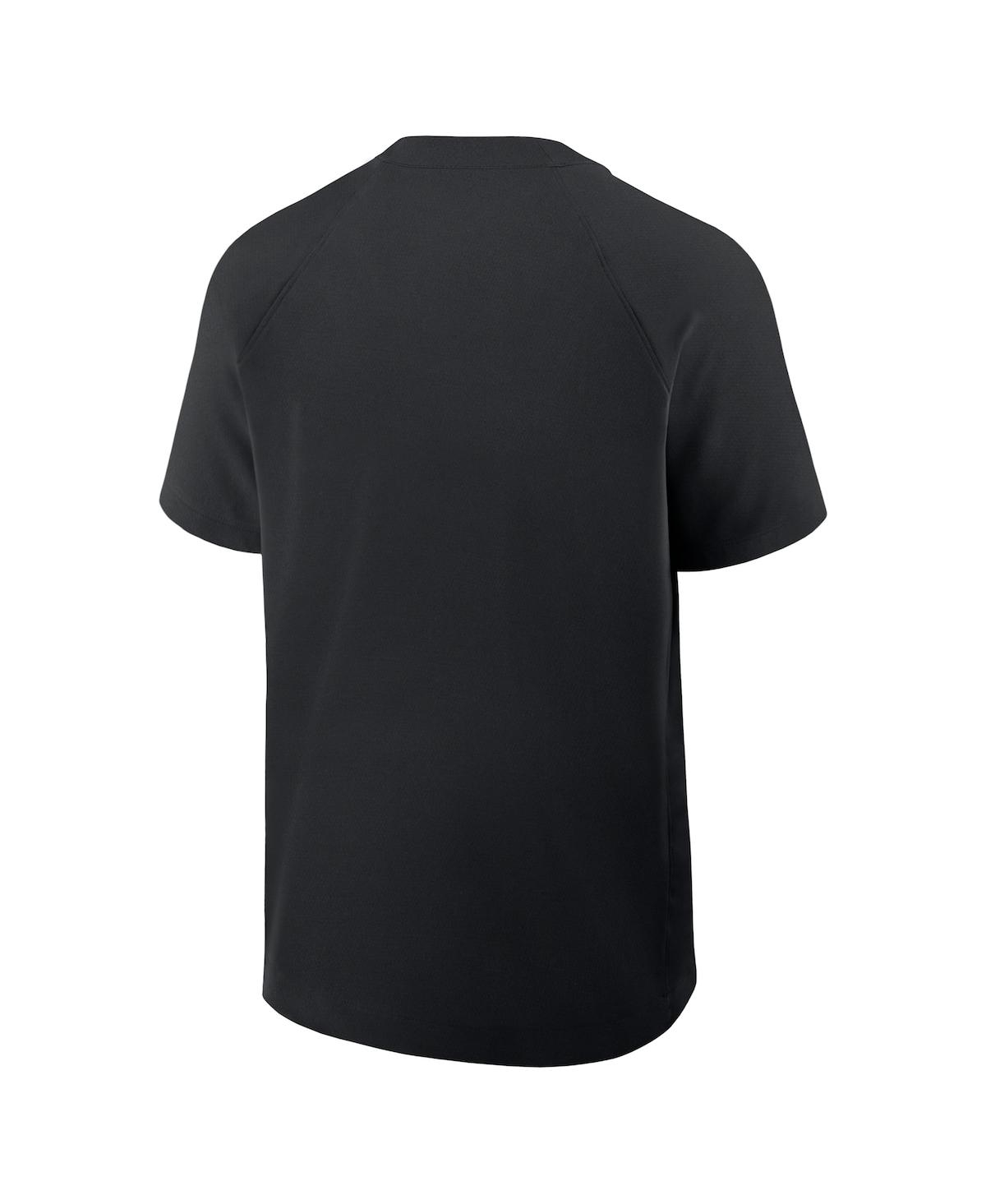 Nike Men's Black Miami Marlins Authentic Collection Raglan Short Sleeve Windshirt In Black