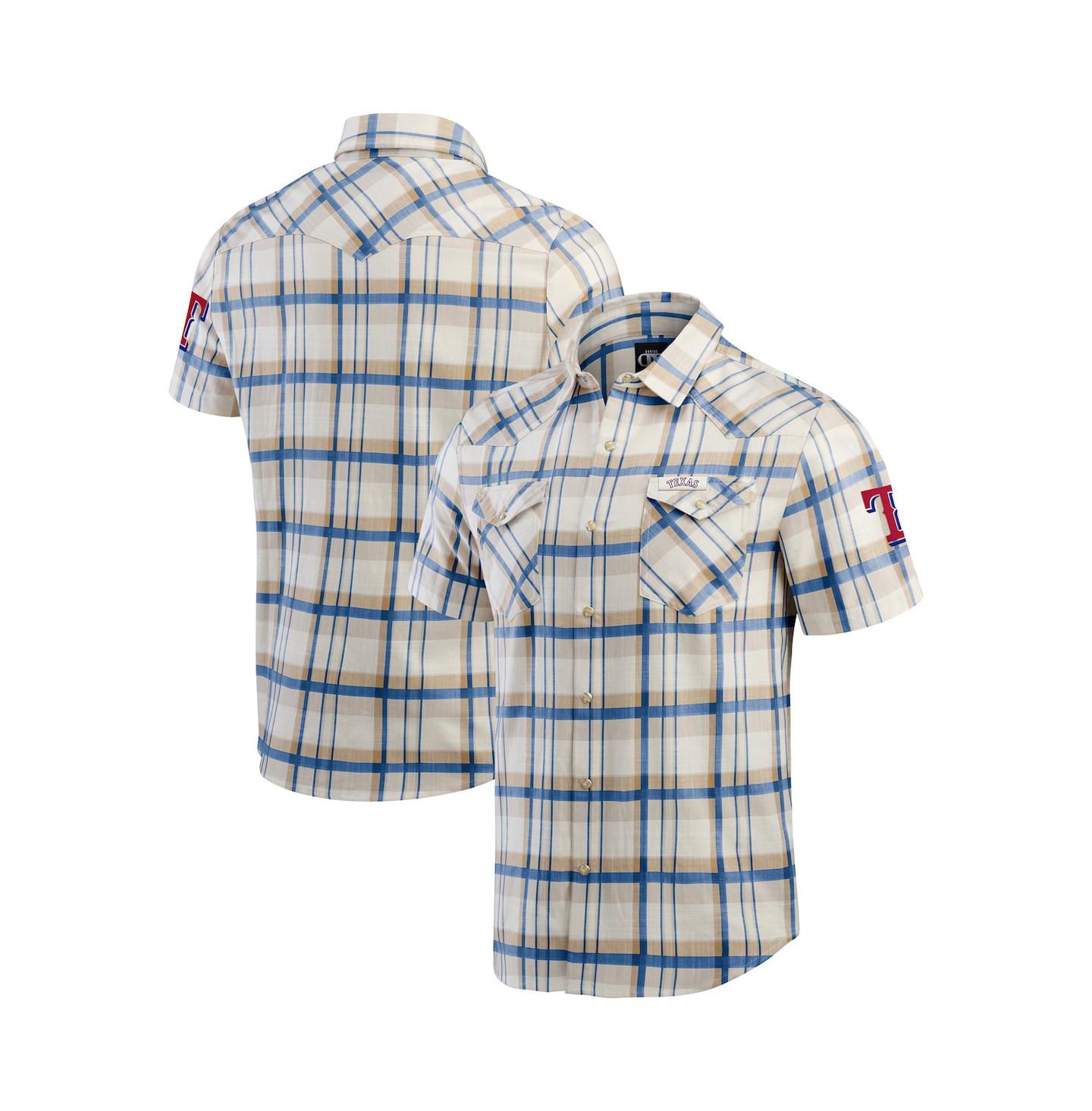 Мужская рубашка Fanatics Royal Texas Rangers Plaid Full-Snap — фото 1