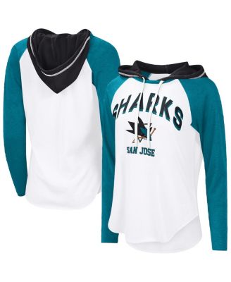 G-III 4Her by Carl Banks - Women's White San Jose Sharks VIP Raglan Long Sleeve Hoodie T-shirt