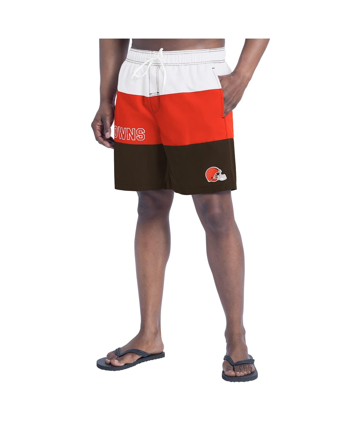 Men's Brown/Orange Cleveland Browns Sunrise Volley Swim Shorts - Brown, Orange