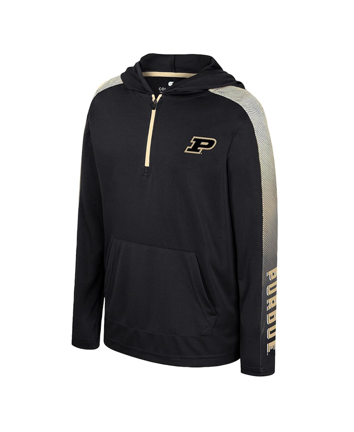 Colosseum Big Boys And Girls Black Purdue Boilermakers Lumen Long Sleeve Quarter-zip Hooded Windshirt In Black