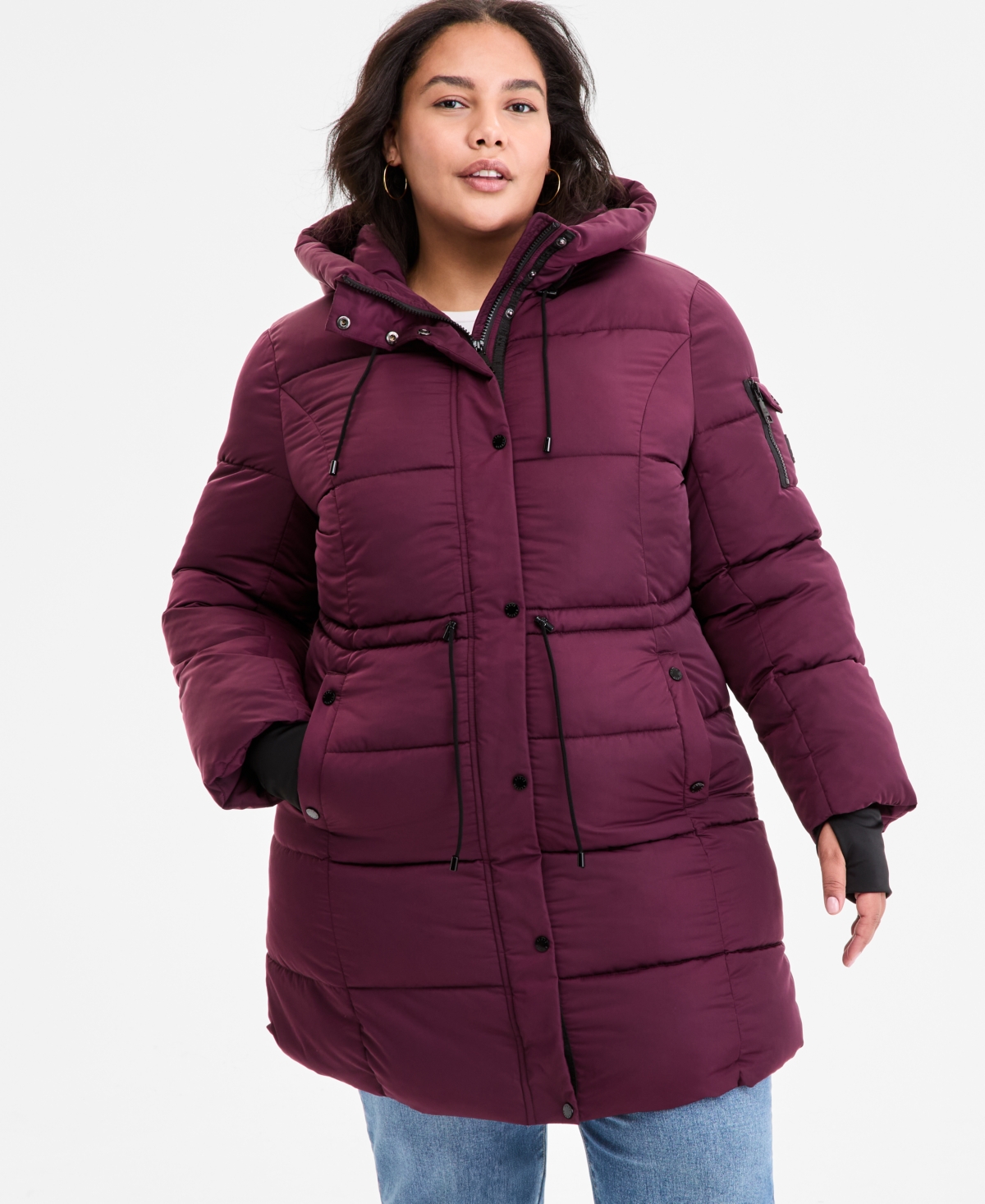 Steve Madden Plus Size Hooded Anorak Puffer Coat