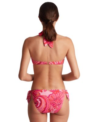 Ralph Lauren Womens Printed Tie Front V Neck Bikini Top Side Tie Hipster Bikini Bottoms
