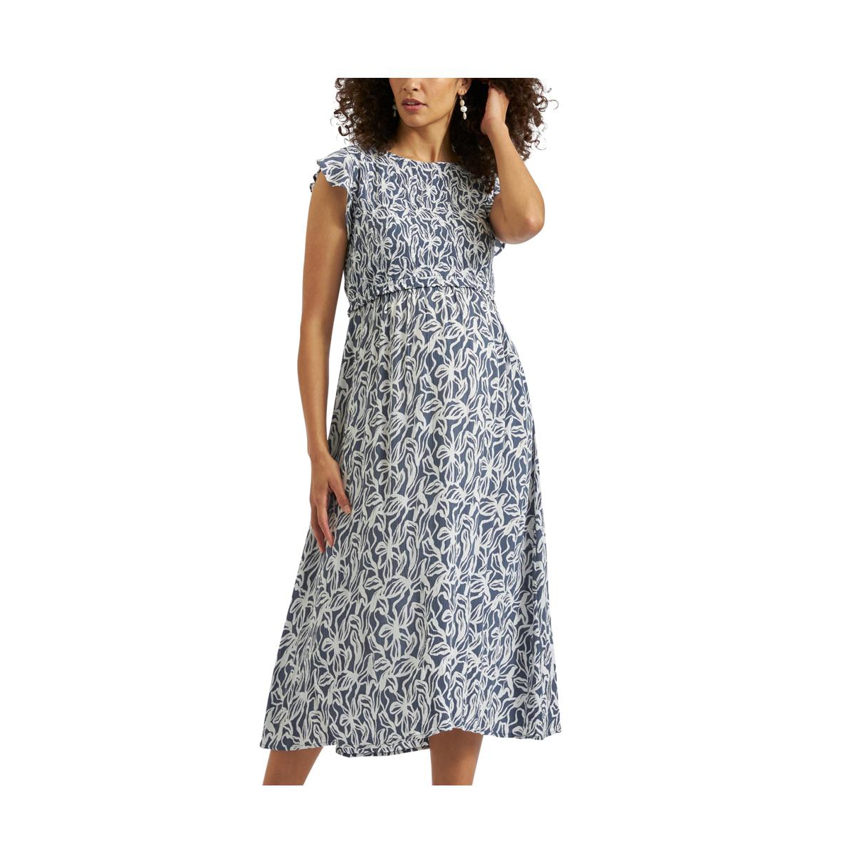 Maternity Ripe Edie Nursing Dress - Washed indigo / white