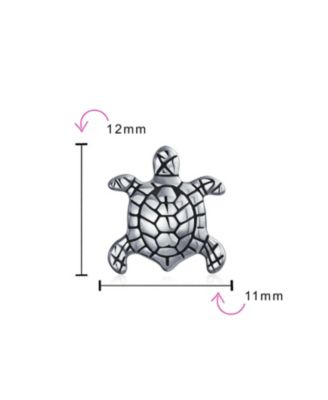 Oval Nautical Sea Turtle Charm Bead in Oxidized Sterling Silver for Bracelets