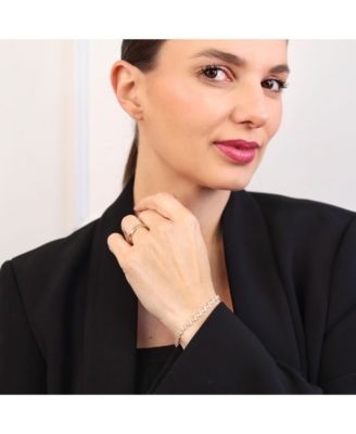 Thin Minimalist Delicate Cubic Zirconia Zig Zag CZ Bracelet Plated