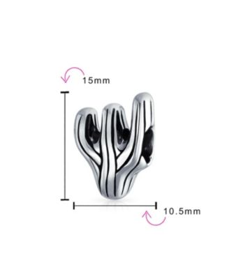 Southwestern Sonoran Desert Cactus Charm Bead in Oxidized Sterling Silver