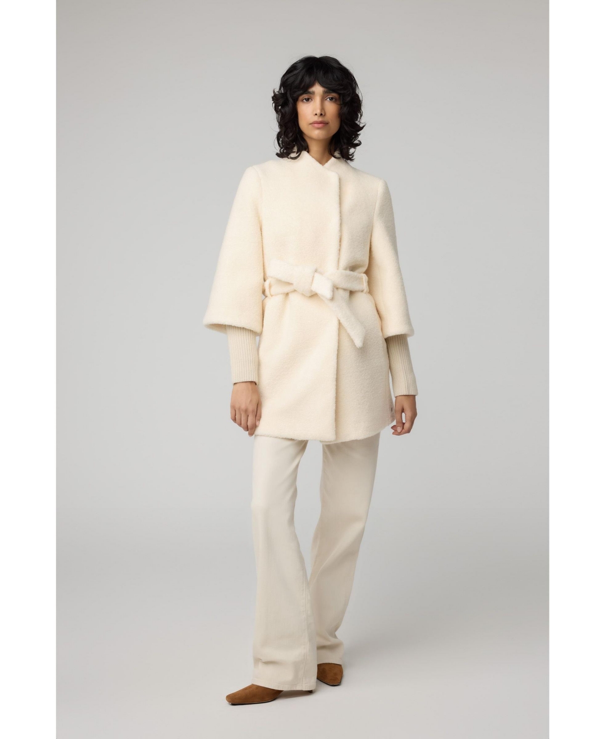 Women's Mariah Semi-Fitted Wool Blend Sherpa With Belt - Powder