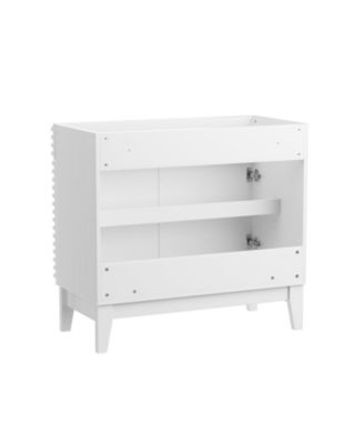 Particleboard Bathroom Cabinet Vanity with Storage and Wood Grain Laminate (Sink Basin Not Included)