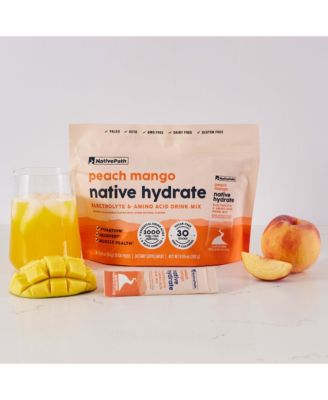 Native Hydrate Stick Packs, Sugar Free Electrolytes Powder with BCAAs, Peach Mango Hydration, Keto & Paleo Friendly, 30 Servings