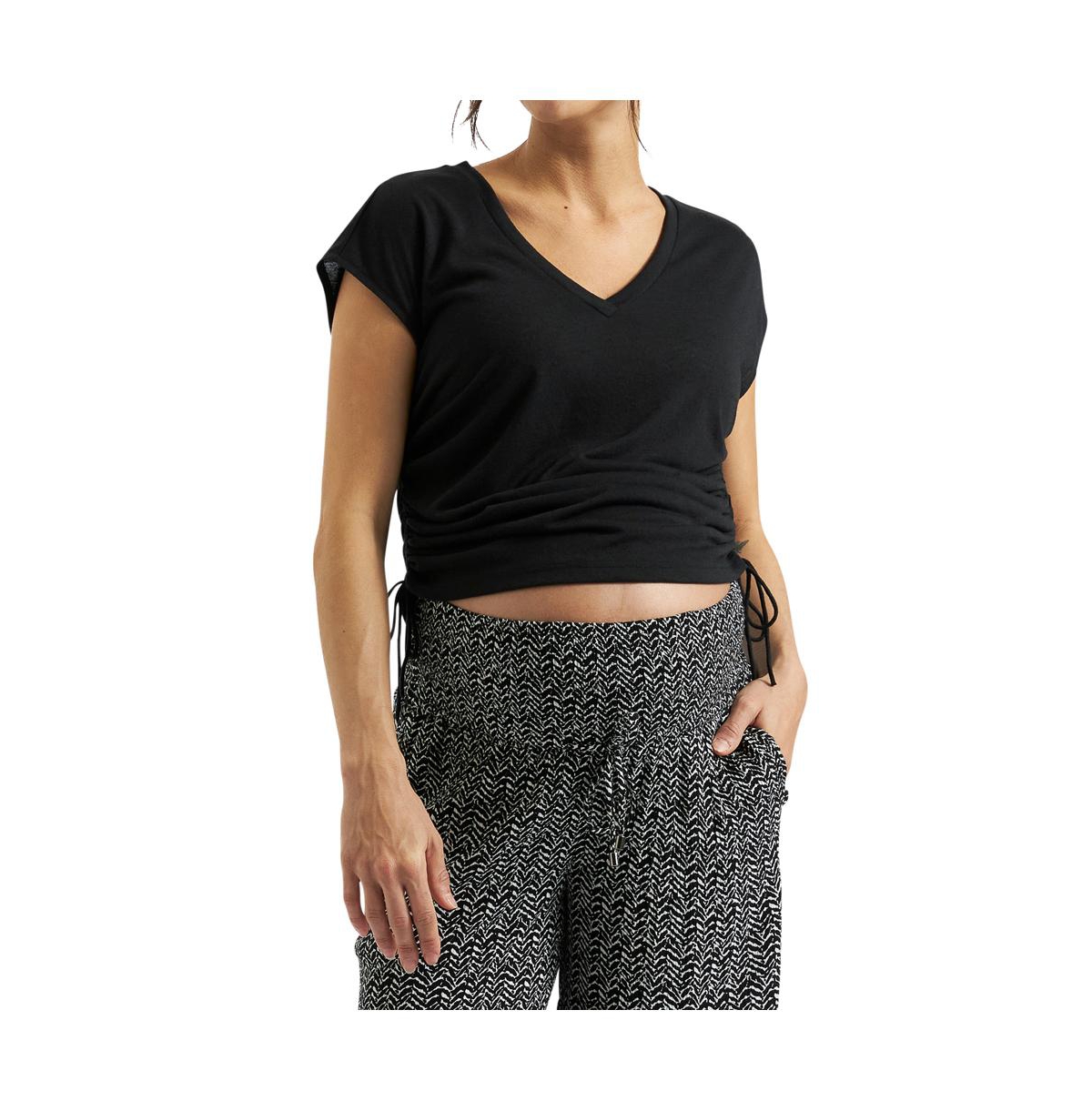 Maternity Ripe Ziggy Ruched Tee - Black