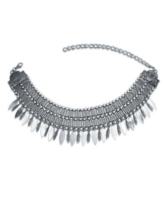 Native American Style Feather Choker Necklace Bohemian Boho Western Jewelry