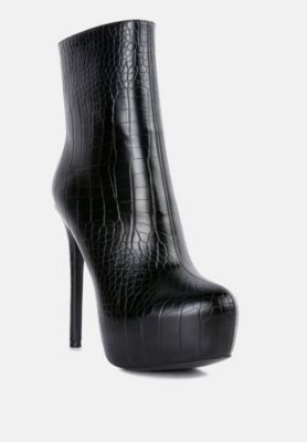 Womens orion high heeled croc ankle boot