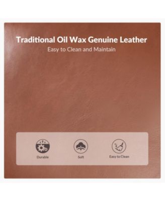 Wajeeh 33"W Mid-Century Modern Buttery Genuine Leather Accent Chair With Solid Wood Legs