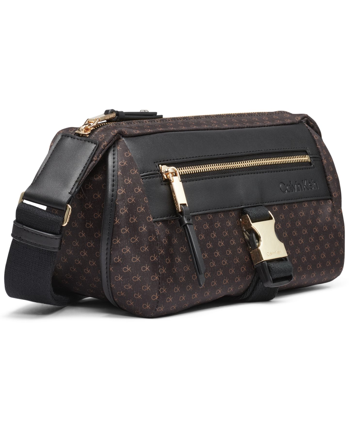 Женская сумка Calvin Klein Elora Nylon Mini Signature Top Zipper Crossbody, цвет: Хаки / Чёрный — фото 3