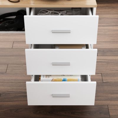 63 in. W L- Shaped Adjustable Height Desk Ergonomic Stand Up Desk White Home Office Sit With Memory Preset Controller