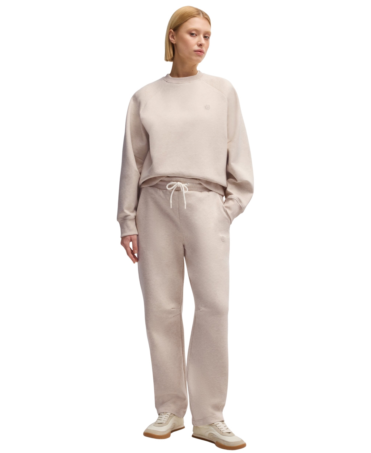 Hugo Boss Boss By  Women's Melange Cotton-blend Sweatshirt In Open White