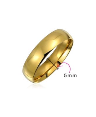 Plain Simple Dome Comfort Fit 5MM Band Ring Gold Plated Silver Tone Stainless Steel