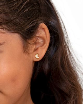 Children's 14K Gold Genuine Dream Moon Studs Girls' Screw Back Earrings