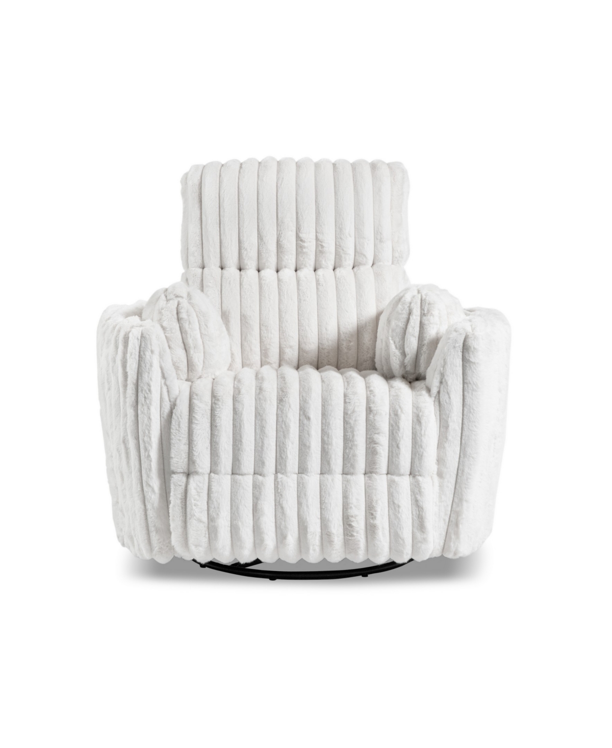 Furniture Of America 41" Jorvien Modern Chenille Power Swivel Glider Recliner With Pillows In White