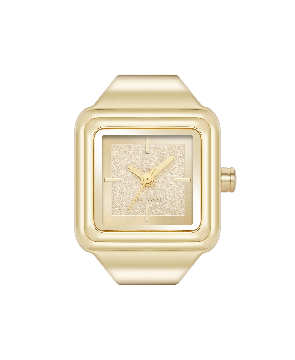 Nine West Women's Quartz Polished Square Gold-tone Metal Alloy Ring Watch, 21mm In Gold-tone