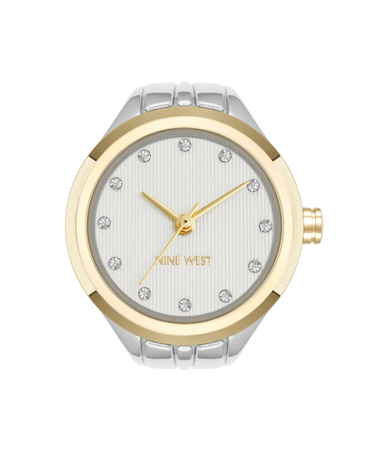 Women's Quartz Two-Tone Metal Alloy Crystal Accented Dial Ring Watch, 23mm - Two-Tone