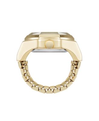 Women's Quartz Octagonal Ombre Glitter Gold-Tone Metal Alloy Ring Watch, 23mm