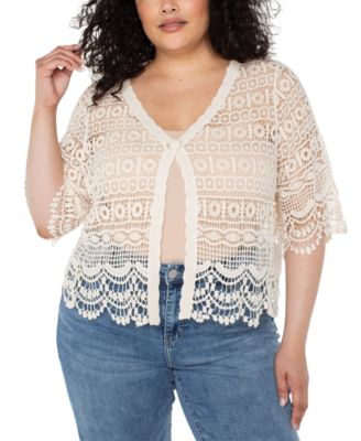 Liverpool Los Angeles - Plus Size Cotton Crochet Lace Bolero