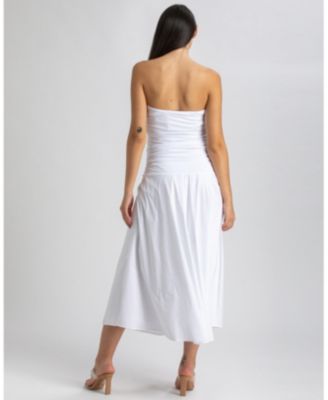 Maternity Strapless Side Ruching Poplin and Jersey Coco Dress