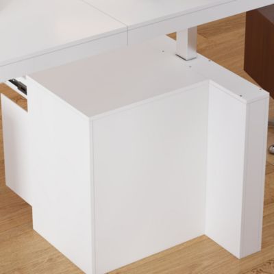 L-Shaped 70.9 in. W Adjustable Height Desk Ergonomic Stand-up Desk White Home Office Sit with Memory Preset Controller