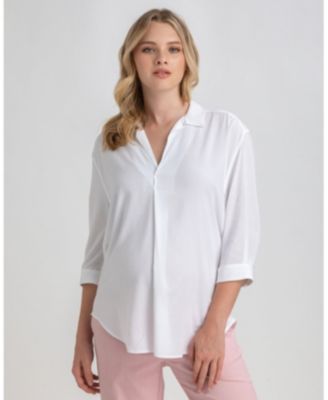 Maternity Classic Collared 3/4 Sleeve Blouse Panarea
