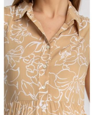 Maternity Sleeveless Shirt Collar Maxi Clara Dress