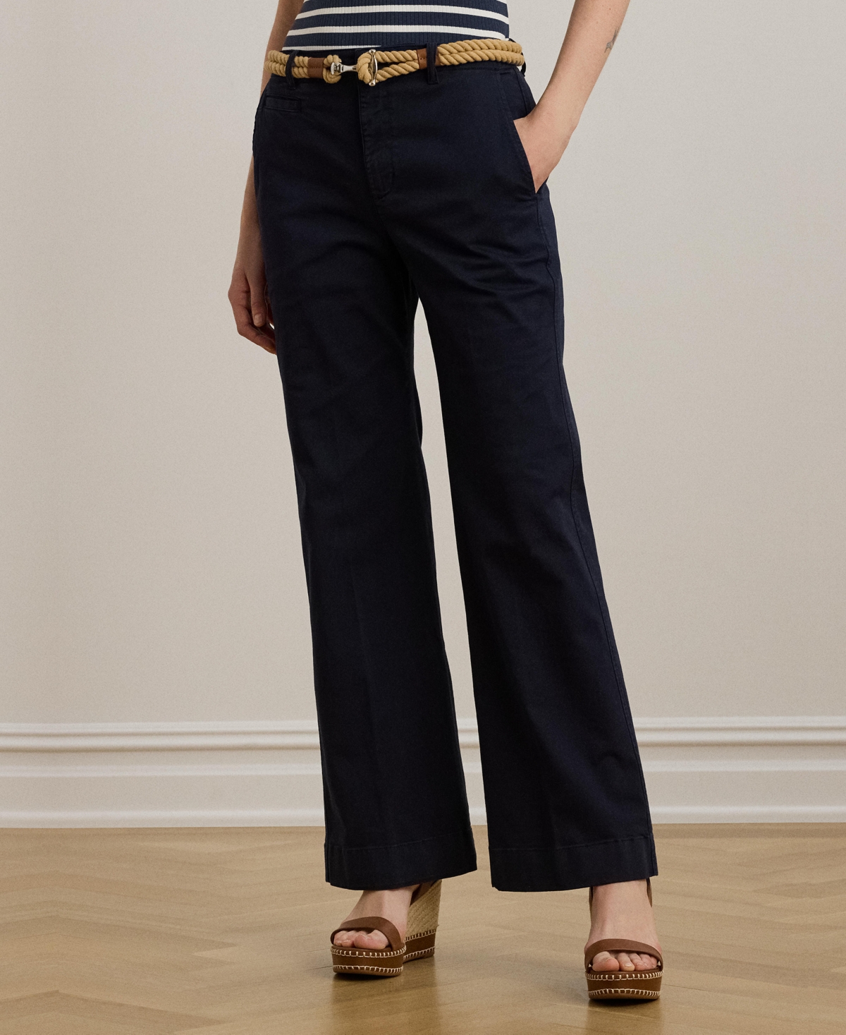 Shop Ralph Lauren Women's Stretch Cotton Chino Flare Pants