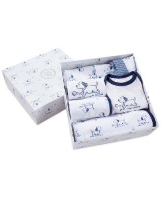 Baby Boys Cotton Puppy Toile Gift Box, 6 Piece Set