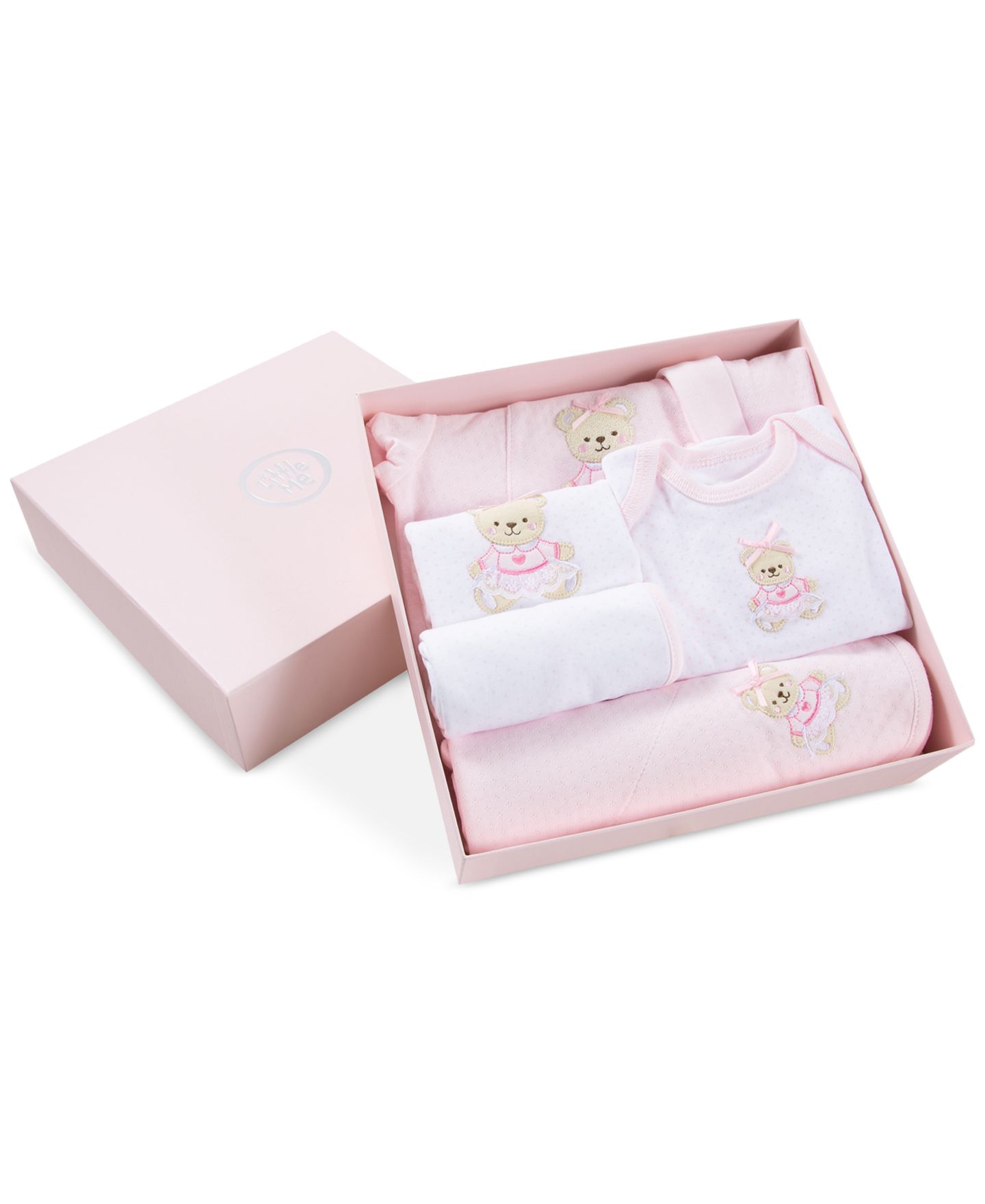 Детский хлопковый подарочный набор Little Me Sweet Bear для девочки, 6 предметов, цвет: Розовый — фото 4