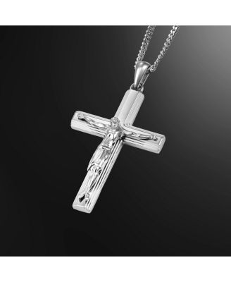 Men's Crucifix Pendant Necklace in Stainless Steel, 24