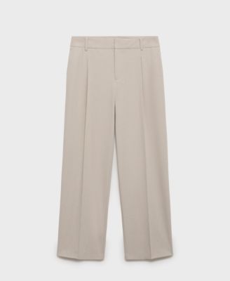 Women's Straight-Fit Pleated Trousers Pants