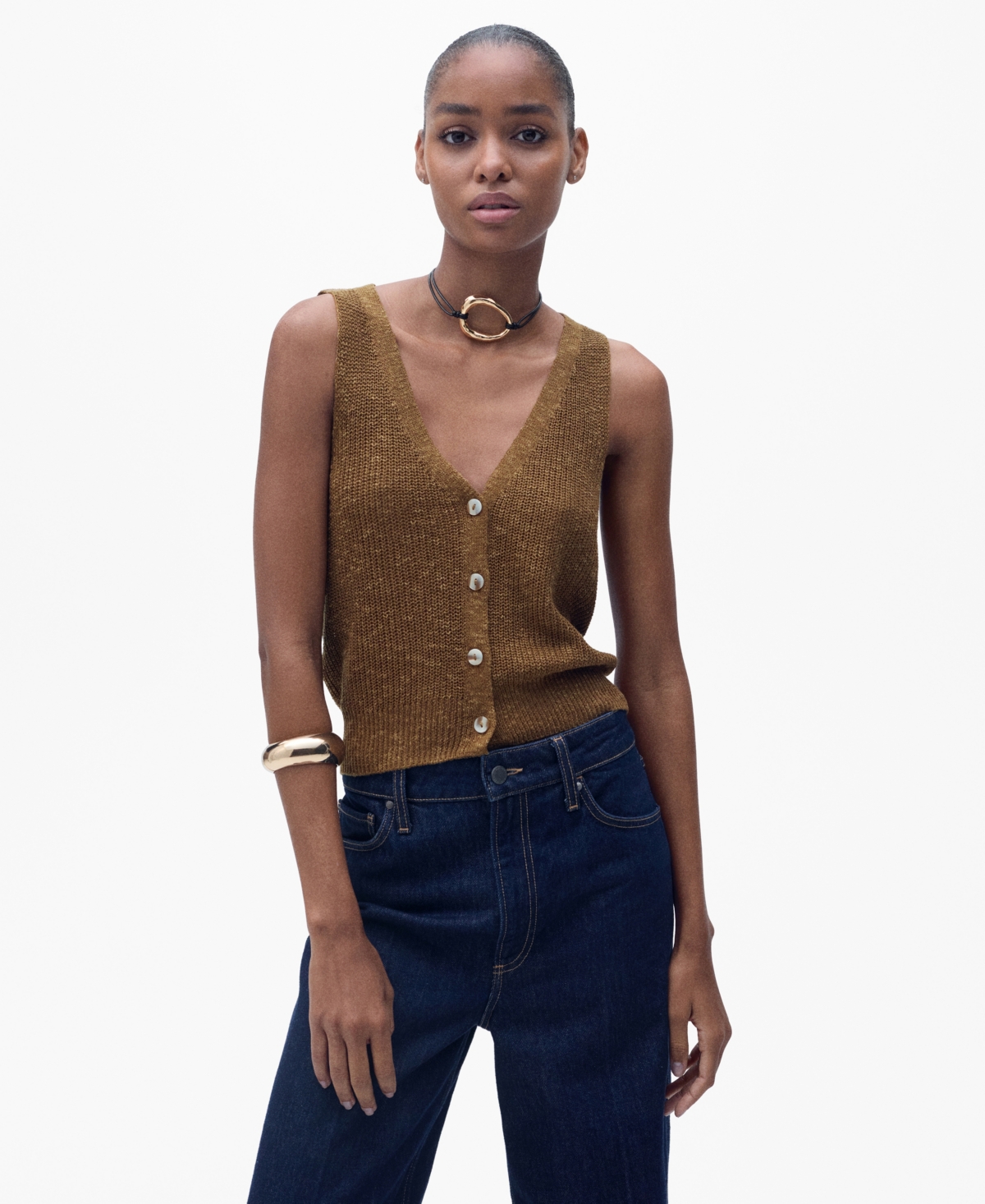 Mango Jazmin Sweater Vest In Brown