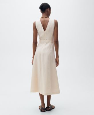 Women's Belt Linen Dress