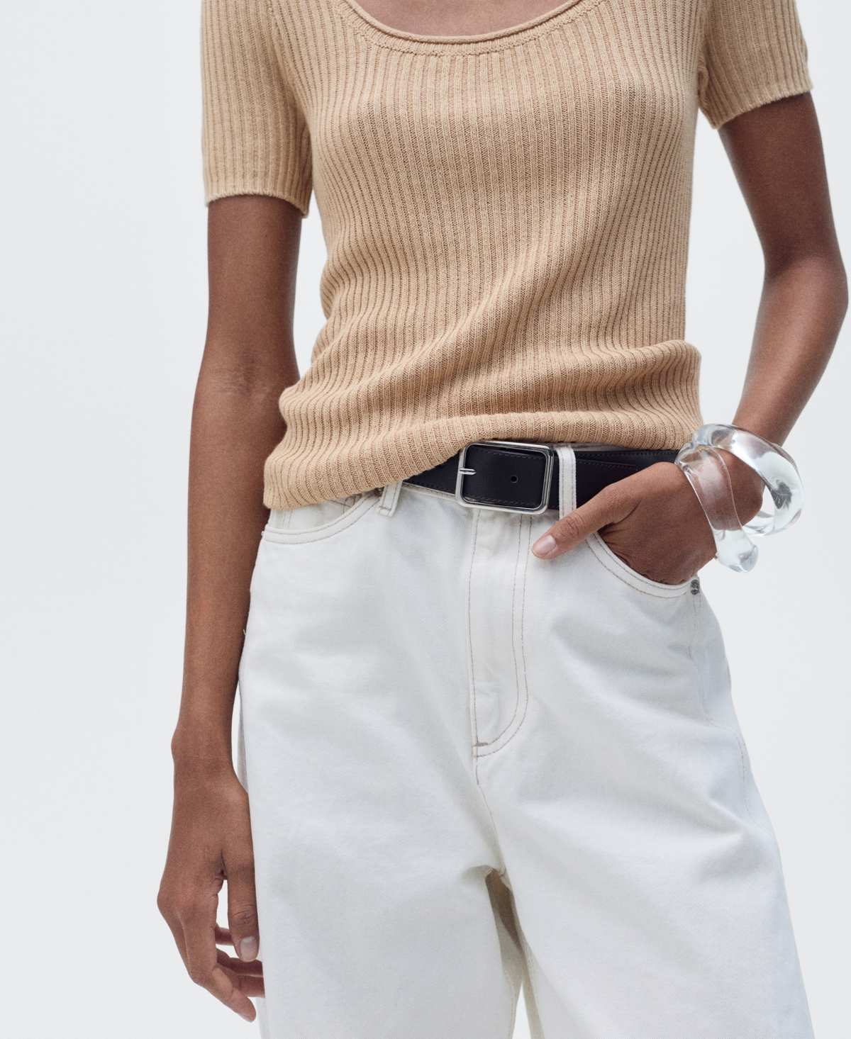 Mango Women's Linen-blend Knitted Sweater In Medium Brown