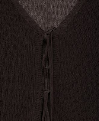 Women's Ribbed Knit Bows Cardigan Sweater